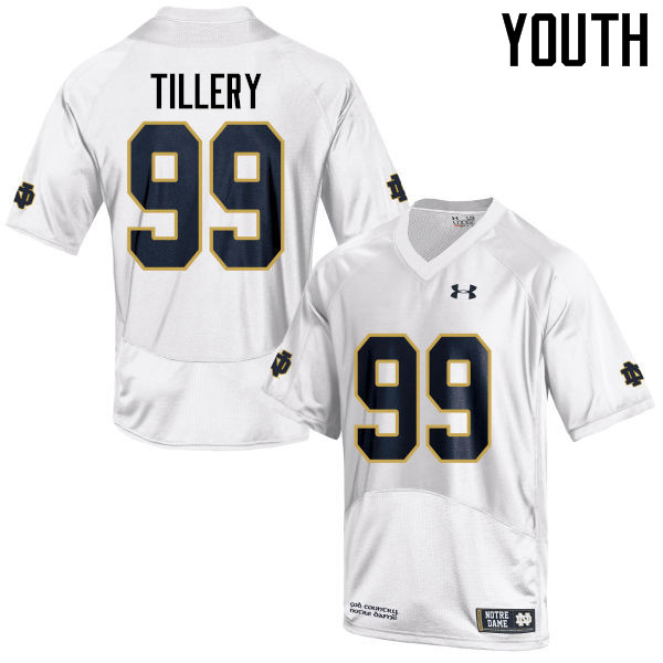 Youth NCAA Notre Dame Fighting Irish #99 Jerry Tillery Stitched College Under Armour Authentic White Football Jersey XD10J26YB